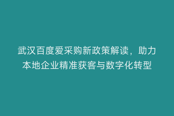 武汉百度爱采购新政策解读，助力本地企业精准获客与数字化转型
