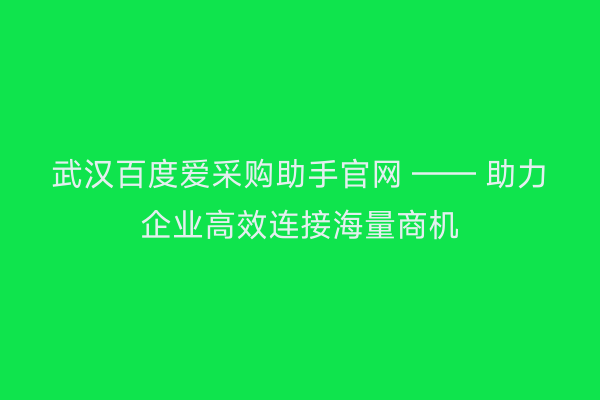 武汉百度爱采购助手官网 —— 助力企业高效连接海量商机