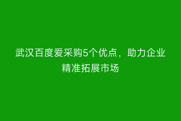 武汉百度爱采购5个优点，助力企业精准拓展市场