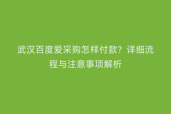 武汉百度爱采购怎样付款？详细流程与注意事项解析