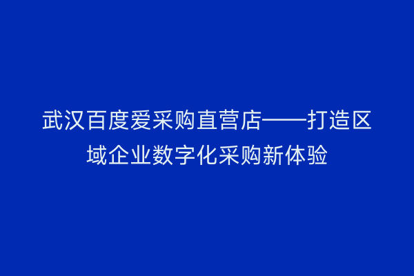 武汉百度爱采购直营店——打造区域企业数字化采购新体验