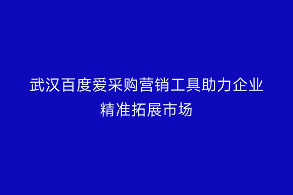 武汉百度爱采购营销工具助力企业精准拓展市场