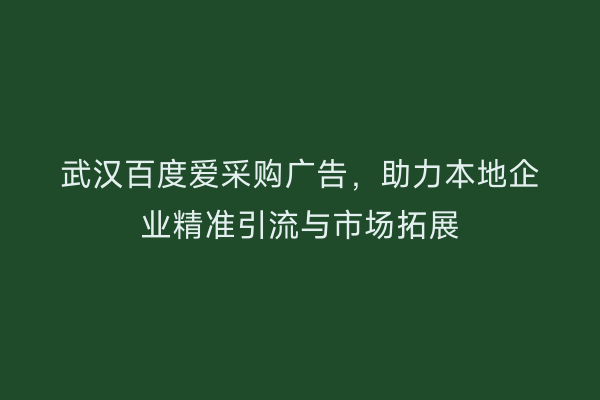 武汉百度爱采购广告，助力本地企业精准引流与市场拓展