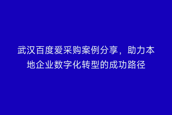 武汉百度爱采购案例分享，助力本地企业数字化转型的成功路径