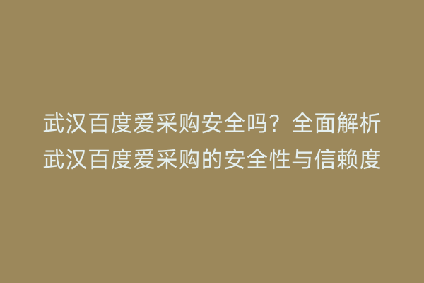 武汉百度爱采购安全吗？全面解析武汉百度爱采购的安全性与信赖度