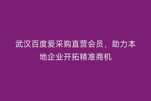 武汉百度爱采购直营会员，助力本地企业开拓精准商机