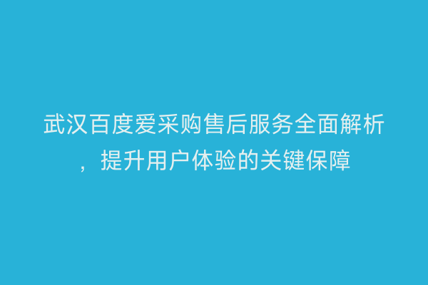 武汉百度爱采购售后服务全面解析，提升用户体验的关键保障
