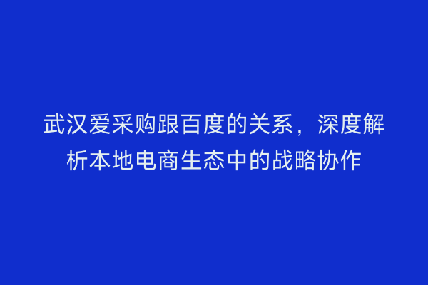 武汉爱采购跟百度的关系，深度解析本地电商生态中的战略协作