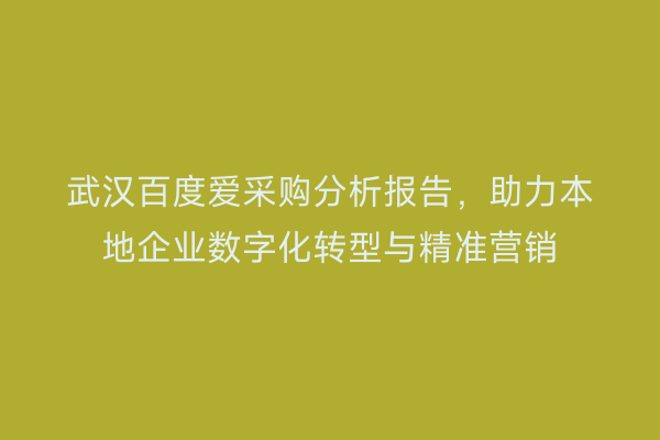 武汉百度爱采购分析报告，助力本地企业数字化转型与精准营销