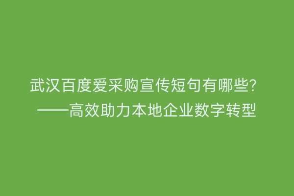 武汉百度爱采购宣传短句有哪些？——高效助力本地企业数字转型