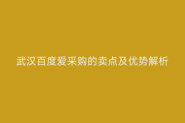 武汉百度爱采购的卖点及优势解析