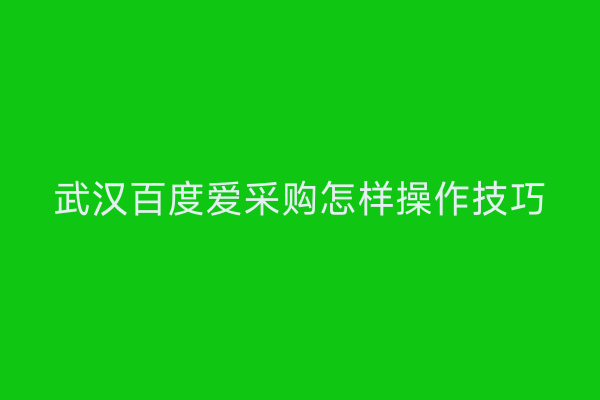 武汉百度爱采购怎样操作技巧