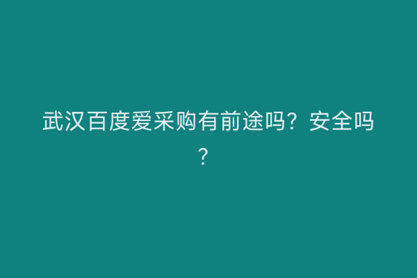 武汉百度爱采购有前途吗？安全吗？