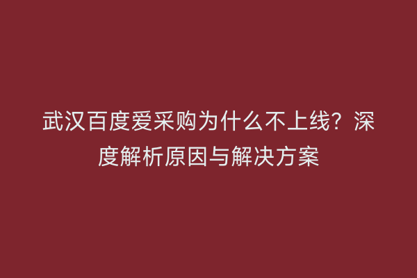 武汉百度爱采购为什么不上线？深度解析原因与解决方案
