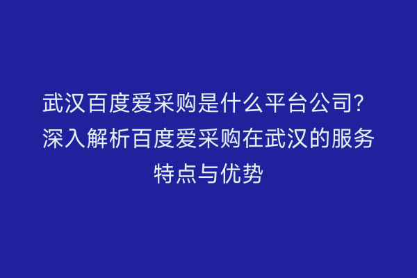武汉百度爱采购是什么平台公司？深入解析百度爱采购在武汉的服务特点与优势