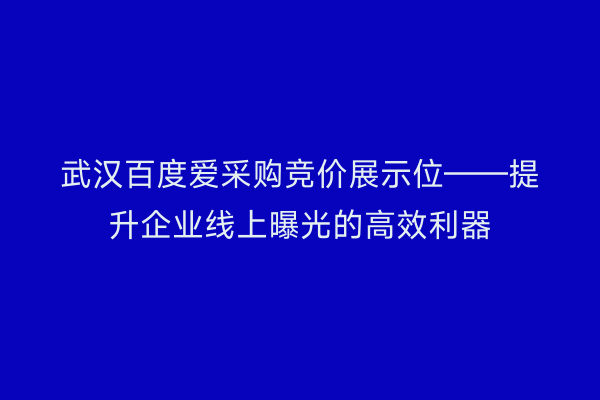 武汉百度爱采购竞价展示位——提升企业线上曝光的高效利器