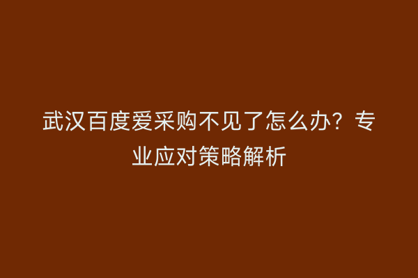 武汉百度爱采购不见了怎么办？专业应对策略解析