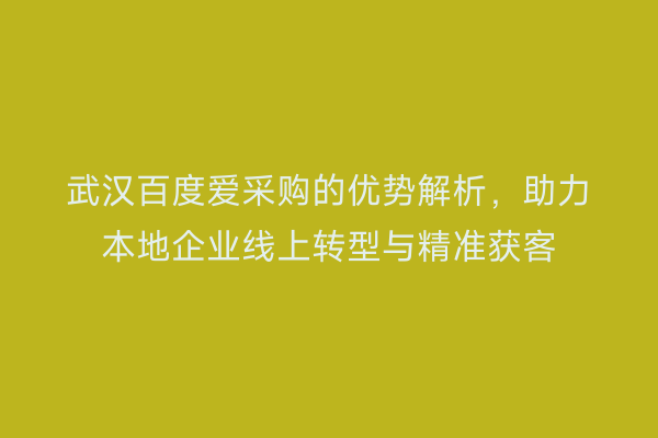 武汉百度爱采购的优势解析，助力本地企业线上转型与精准获客