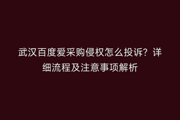 武汉百度爱采购侵权怎么投诉？详细流程及注意事项解析