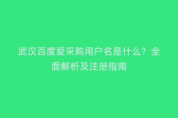 武汉百度爱采购用户名是什么？全面解析及注册指南