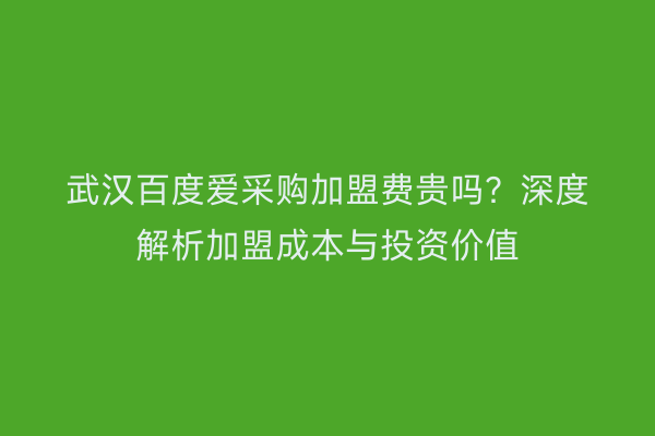 武汉百度爱采购加盟费贵吗？深度解析加盟成本与投资价值