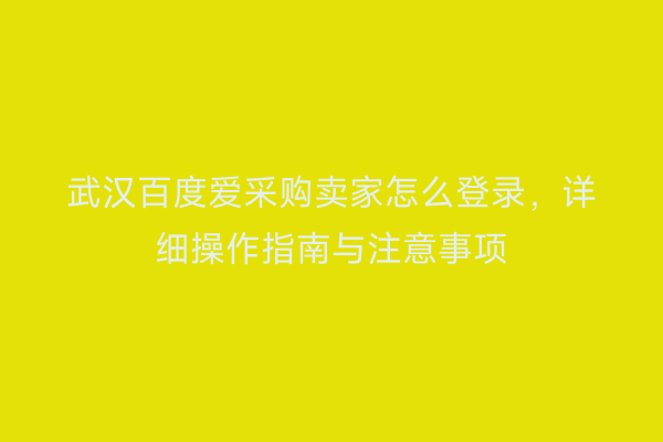 武汉百度爱采购卖家怎么登录，详细操作指南与注意事项