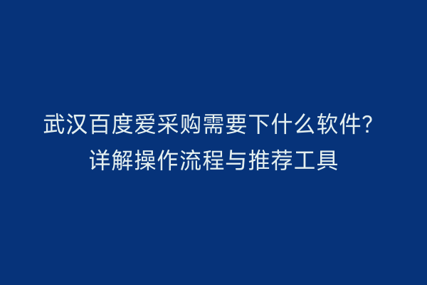 武汉百度爱采购需要下什么软件？详解操作流程与推荐工具