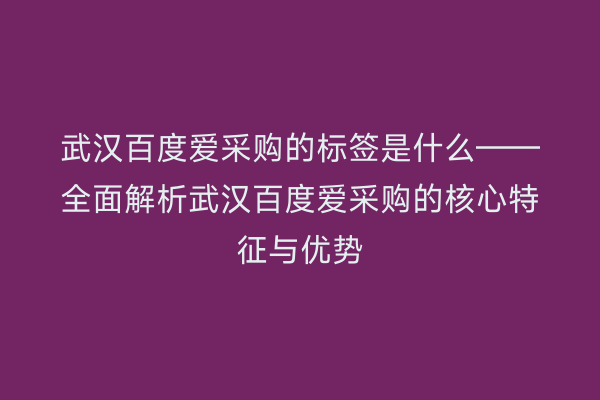 武汉百度爱采购的标签是什么——全面解析武汉百度爱采购的核心特征与优势