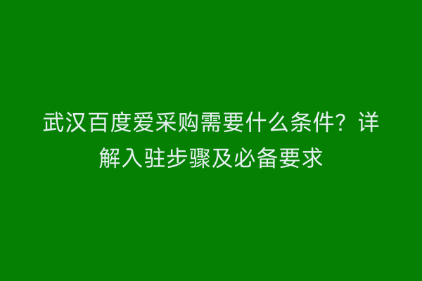 武汉百度爱采购需要什么条件？详解入驻步骤及必备要求