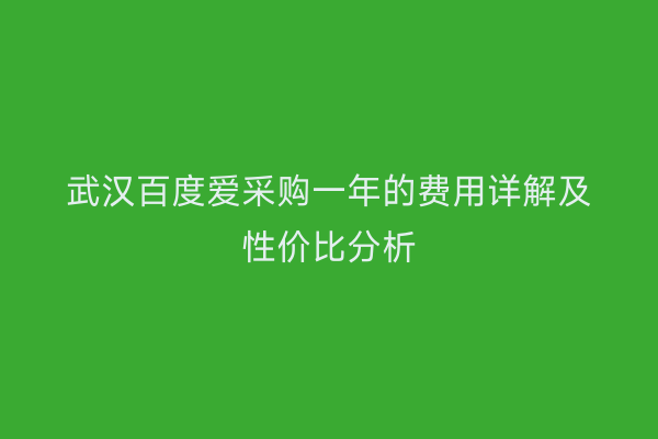 武汉百度爱采购一年的费用详解及性价比分析