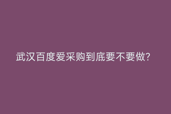 武汉百度爱采购到底要不要做？