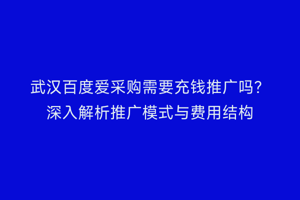 武汉百度爱采购需要充钱推广吗？深入解析推广模式与费用结构
