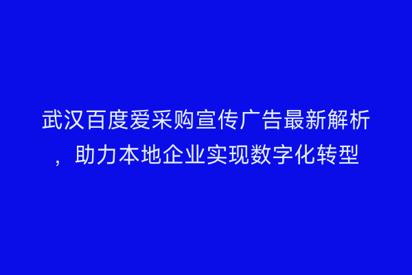 武汉百度爱采购宣传广告最新解析，助力本地企业实现数字化转型