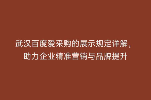 武汉百度爱采购的展示规定详解，助力企业精准营销与品牌提升