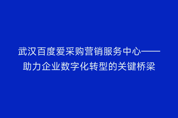 武汉百度爱采购营销服务中心——助力企业数字化转型的关键桥梁