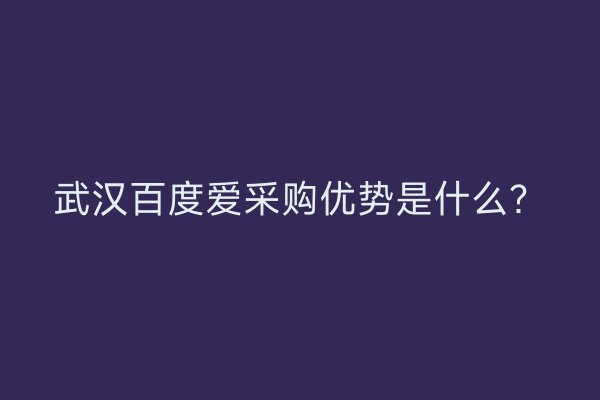 武汉百度爱采购优势是什么？