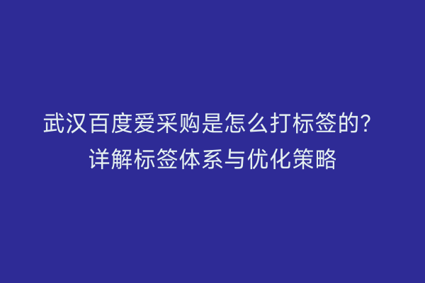 武汉百度爱采购是怎么打标签的？详解标签体系与优化策略