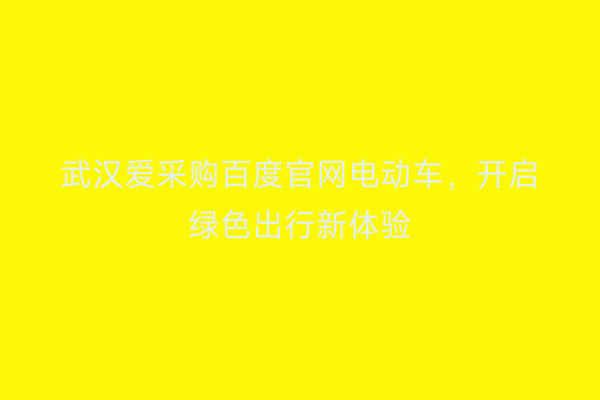 武汉爱采购百度官网电动车，开启绿色出行新体验