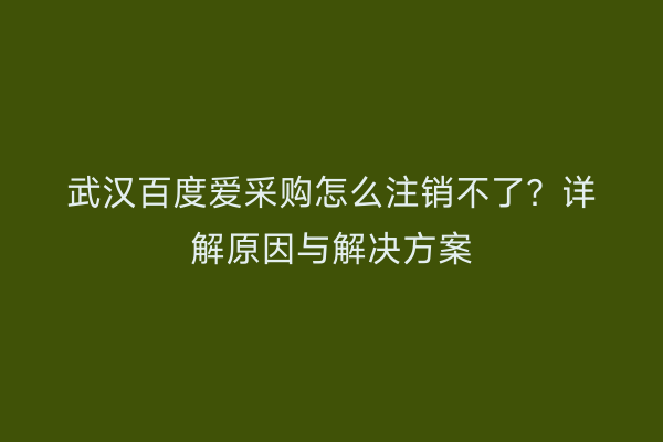 武汉百度爱采购怎么注销不了？详解原因与解决方案