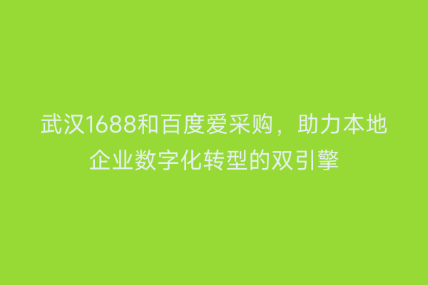武汉1688和百度爱采购，助力本地企业数字化转型的双引擎