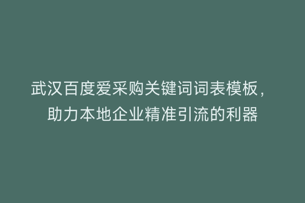武汉百度爱采购关键词词表模板，助力本地企业精准引流的利器