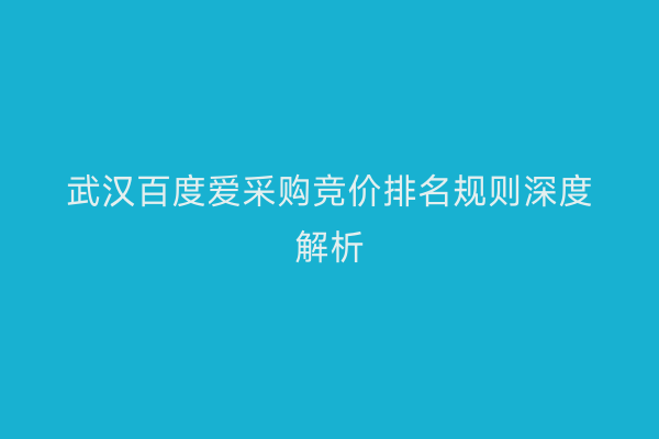 武汉百度爱采购竞价排名规则深度解析