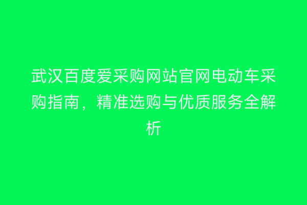武汉百度爱采购网站官网电动车采购指南，精准选购与优质服务全解析