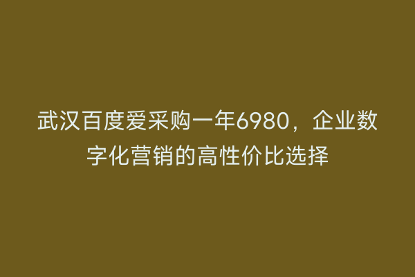 武汉百度爱采购一年6980，企业数字化营销的高性价比选择