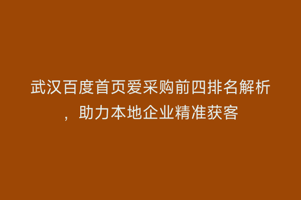 武汉百度首页爱采购前四排名解析，助力本地企业精准获客
