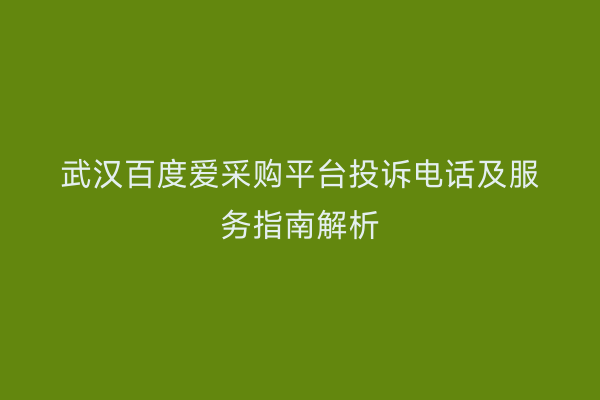 武汉百度爱采购平台投诉电话及服务指南解析