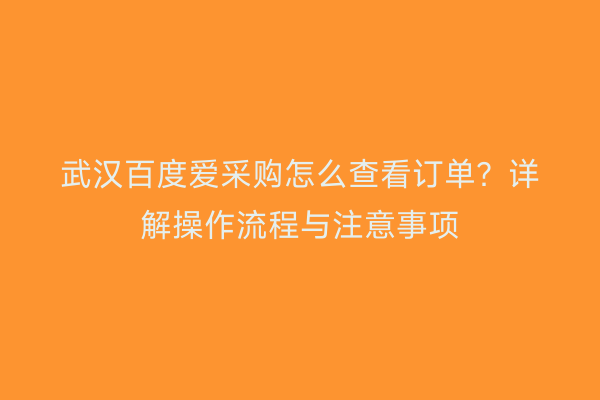 武汉百度爱采购怎么查看订单？详解操作流程与注意事项