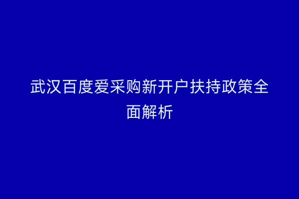 武汉百度爱采购新开户扶持政策全面解析