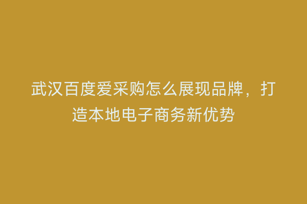 武汉百度爱采购怎么展现品牌，打造本地电子商务新优势