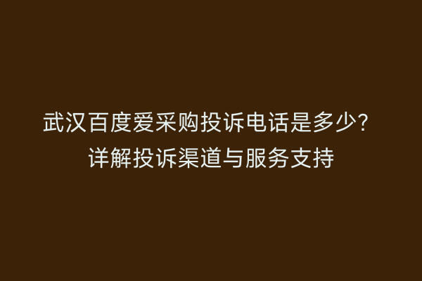 武汉百度爱采购投诉电话是多少？详解投诉渠道与服务支持